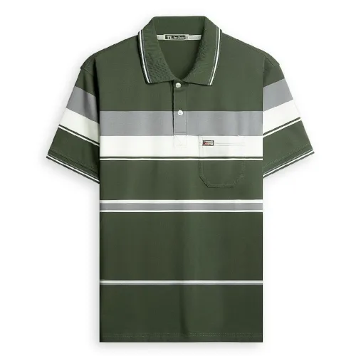 Chỗ sỉ áo Thun Sọc Có Cổ Nam Trung Niên Có Túi Thun Cotton Cao Cấp (Có size 3x)
