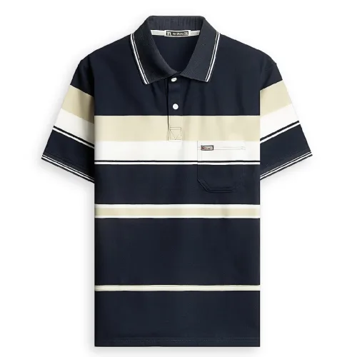 Chỗ sỉ áo Thun Sọc Có Cổ Nam Trung Niên Có Túi Thun Cotton Cao Cấp (Có size 3x)