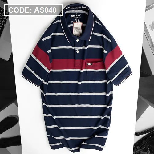 Shop sỉ áo Thun Sọc Nam Cổ Bẻ Có Túi Cao Cấp