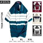 Áo Polo Nam AS026 Sọc Ngang Có Túi, Thun Cotton Size L-XL-XXL