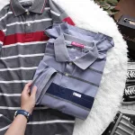 Nguồn hàng sỉ áo Thun Sọc Nam Melan Cổ Bẻ Có Túi Thun Cotton