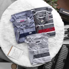 Nguồn hàng sỉ áo Thun Sọc Nam Melan Cổ Bẻ Có Túi Thun Cotton