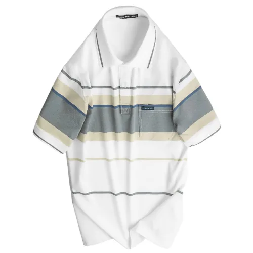 Áo Thun Nam Trung Niên Sọc Cổ Bẻ Có Túi Cotton Cao Cấp Size 3X