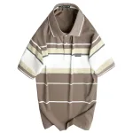 Áo Thun Nam Trung Niên Sọc Cổ Bẻ Có Túi Cotton Cao Cấp Size 3X