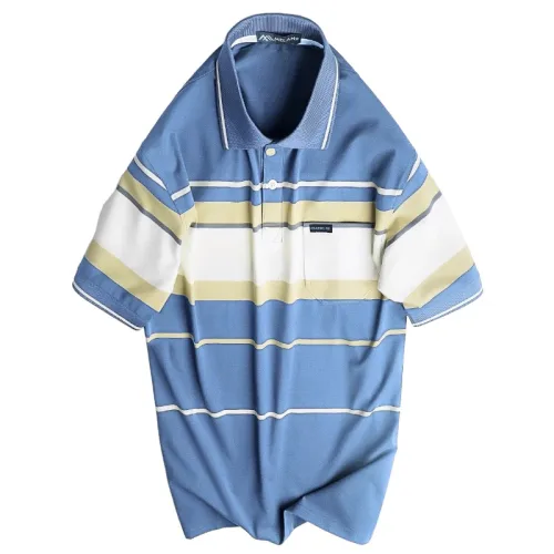 Áo Thun Nam Trung Niên Sọc Cổ Bẻ Có Túi Cotton Cao Cấp Size 3X
