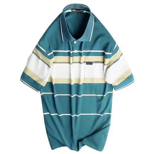 Áo Thun Nam Trung Niên Sọc Cổ Bẻ Có Túi Cotton Cao Cấp Size 3X