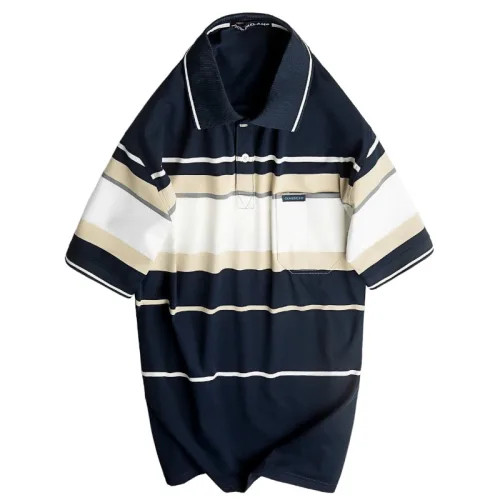 Áo Thun Nam Trung Niên Sọc Cổ Bẻ Có Túi Cotton Cao Cấp Size 3X