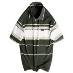 Áo Thun Nam Trung Niên Sọc Cổ Bẻ Có Túi Cotton Cao Cấp Size 3X
