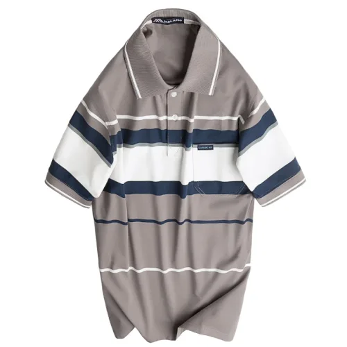 Áo Thun Nam Trung Niên Sọc Cổ Bẻ Có Túi Cotton Cao Cấp Size 3X