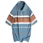 Áo Thun Nam Trung Niên Sọc Cổ Bẻ Có Túi Cotton Cao Cấp Size 3X