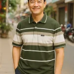 Áo Thun Nam Trung Niên Sọc Cổ Bẻ Có Túi Cotton Cao Cấp Size 3X