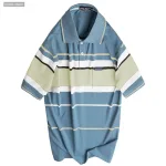 Áo Thun Nam Trung Niên Sọc Cổ Bẻ Có Túi Cotton Cao Cấp Size 3X