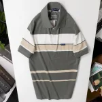 Chuyên sỉ áo Thun Sọc Nam Trung Niên Phối Sọc Màu Cổ Bẻ Có Túi Thun Cotton (Có size 3x)