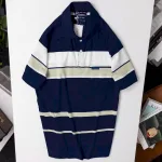 Chuyên sỉ áo Thun Sọc Nam Trung Niên Phối Sọc Màu Cổ Bẻ Có Túi Thun Cotton (Có size 3x)