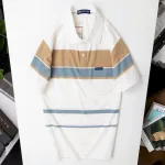 Chuyên sỉ áo Thun Sọc Nam Trung Niên Phối Sọc Màu Cổ Bẻ Có Túi Thun Cotton (Có size 3x)