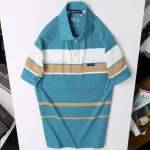 Chuyên sỉ áo Thun Sọc Nam Trung Niên Phối Sọc Màu Cổ Bẻ Có Túi Thun Cotton (Có size 3x)