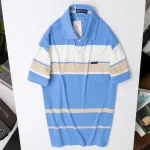 Chuyên sỉ áo Thun Sọc Nam Trung Niên Phối Sọc Màu Cổ Bẻ Có Túi Thun Cotton (Có size 3x)