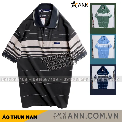 Áo thun nam trung niên sọc nhuyễn có túi, cotton size 3x