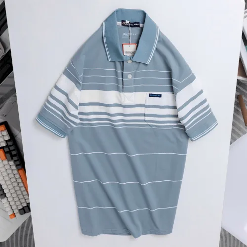 Áo thun nam trung niên sọc nhuyễn có túi, cotton size 3x