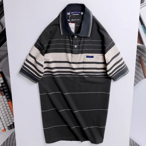 Áo thun nam trung niên sọc nhuyễn có túi, cotton size 3x