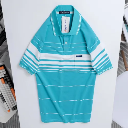 Áo thun nam trung niên sọc nhuyễn có túi, cotton size 3x