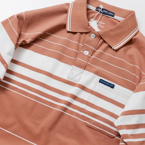 Áo thun nam trung niên sọc nhuyễn có túi, cotton size 3x