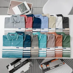 Áo thun nam trung niên sọc nhuyễn có túi, cotton size 3x