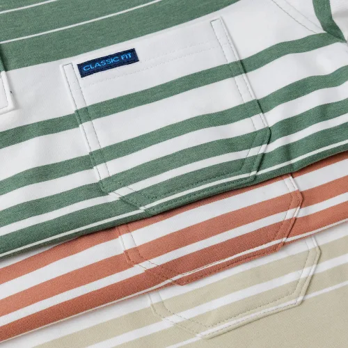 Áo thun nam trung niên sọc nhuyễn có túi, cotton size 3x