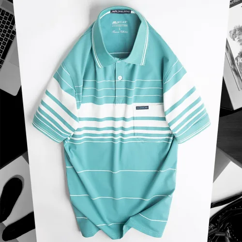 Áo thun nam trung niên sọc nhuyễn có túi, cotton size 3x