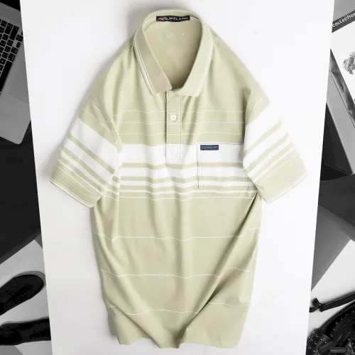 Áo thun nam trung niên sọc nhuyễn có túi, cotton size 3x
