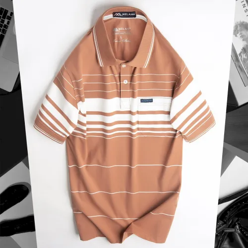 Áo thun nam trung niên sọc nhuyễn có túi, cotton size 3x