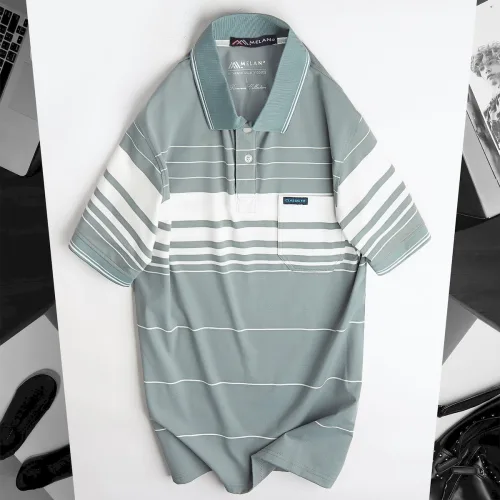 Áo thun nam trung niên sọc nhuyễn có túi, cotton size 3x