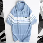 Áo thun nam trung niên sọc nhuyễn có túi, cotton size 3x