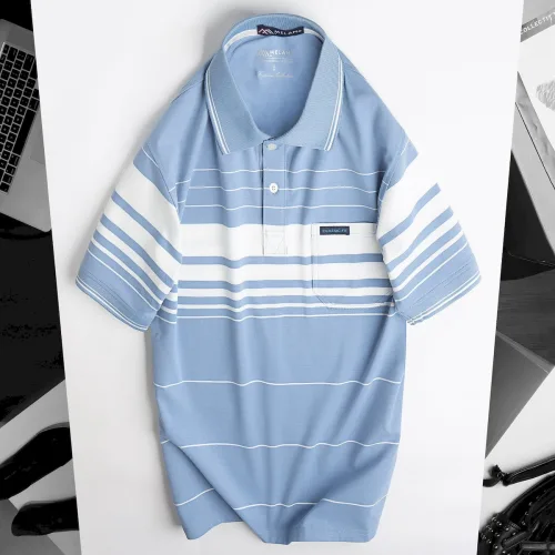 Áo thun nam trung niên sọc nhuyễn có túi, cotton size 3x