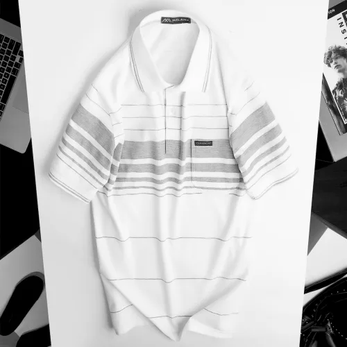 Áo thun nam trung niên sọc nhuyễn có túi, cotton size 3x