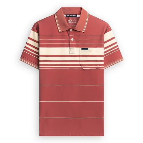 Áo thun nam trung niên sọc nhuyễn có túi, cotton size 3x