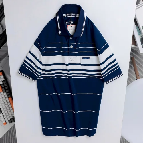 Áo thun nam trung niên sọc nhuyễn có túi, cotton size 3x