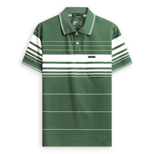 Áo thun nam trung niên sọc nhuyễn có túi, cotton size 3x