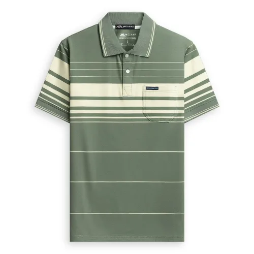 Áo thun nam trung niên sọc nhuyễn có túi, cotton size 3x