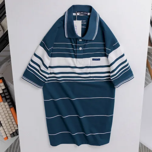 Áo thun nam trung niên sọc nhuyễn có túi, cotton size 3x