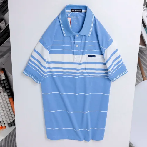 Áo thun nam trung niên sọc nhuyễn có túi, cotton size 3x