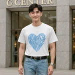 Chỗ sỉ áo Thun Unisex Cổ Tròn In Chữ Hình Trái Tim Trước Áo Size 40-80kg