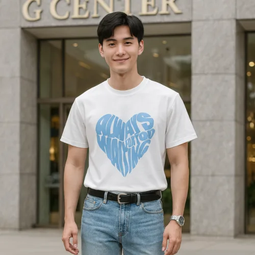 Chỗ sỉ áo Thun Unisex Cổ Tròn In Chữ Hình Trái Tim Trước Áo Size 40-80kg