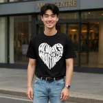 Chỗ sỉ áo Thun Unisex Cổ Tròn In Chữ Hình Trái Tim Trước Áo Size 40-80kg