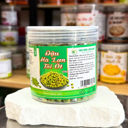 Đậu Hà Lan mini tỏi ớt thơm ngon đóng hộp Pet 200g