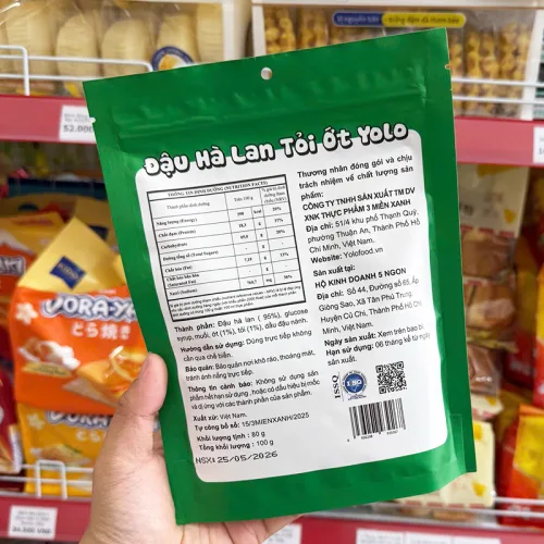 Snack Đậu Hà Lan Tỏi Ớt Yolo Food Gói 100g
