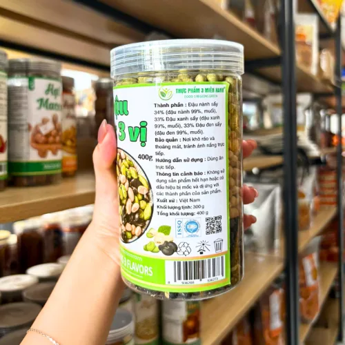 Đậu mix 3 vị hộp PET 400g gồm đậu nành, đậu đen và đậu xanh