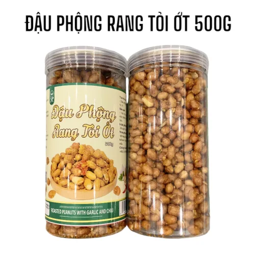 Chuyên sỉ đậu Phộng Rang Tỏi Ớt Thơm Ngon 500g - Hộp Pet