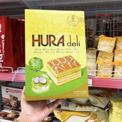 Bánh bông lan hương cốm dừa Bibica Hura Deli 336g – 12 gói x 28g