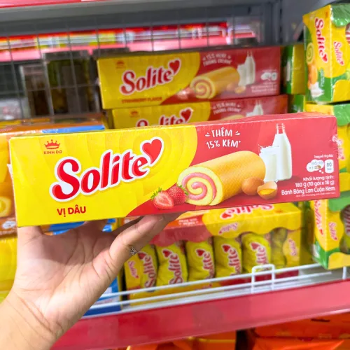 Nơi lấy sỉ bánh Bông Lan Cuộn Solite Vị Dâu Hộp Giấy 180g